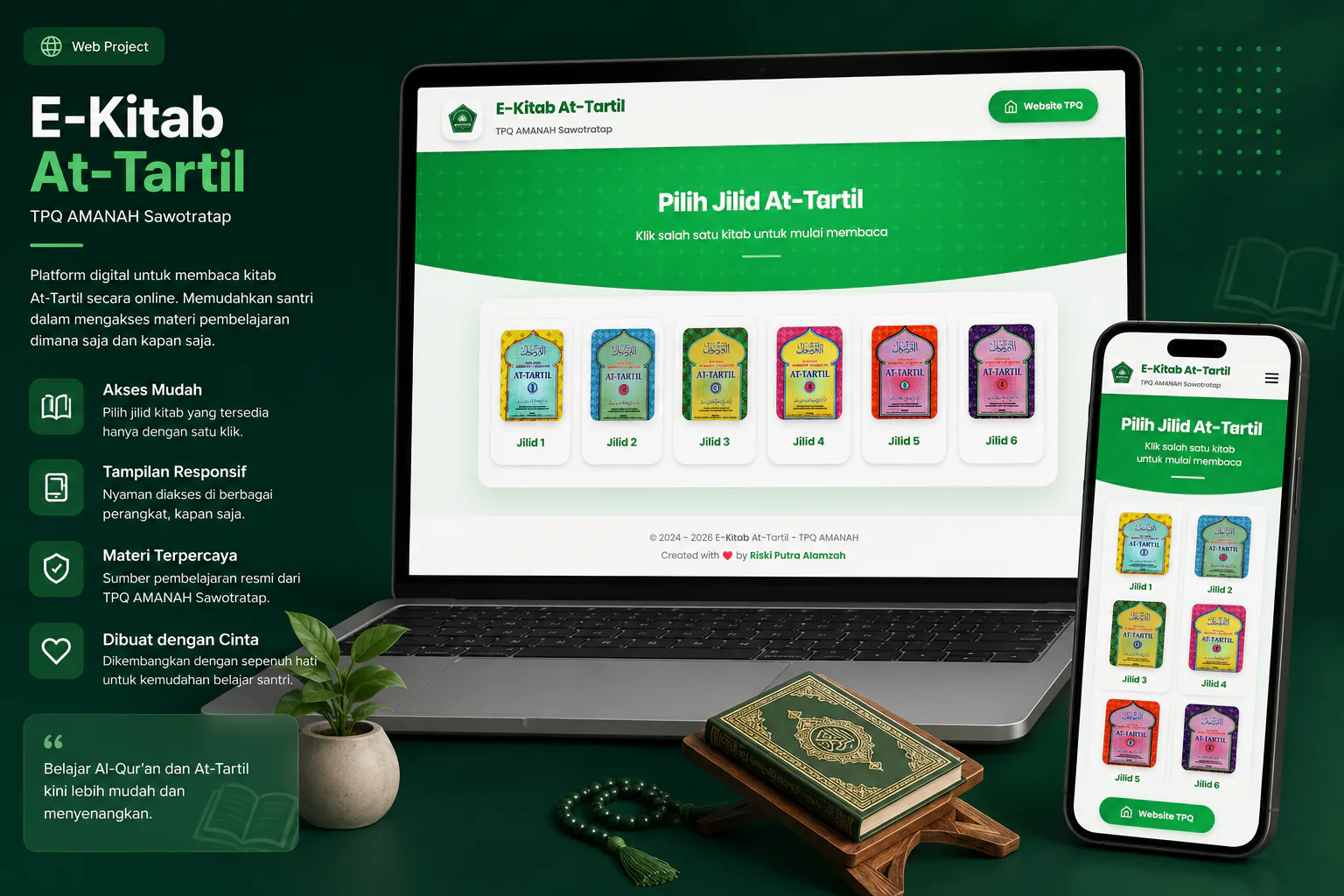 Screenshot E-Kitab At-Tartil: Aplikasi digital untuk membantu materi pembelajaran lebih mudah diakses dan dibaca dari perangkat mobile.