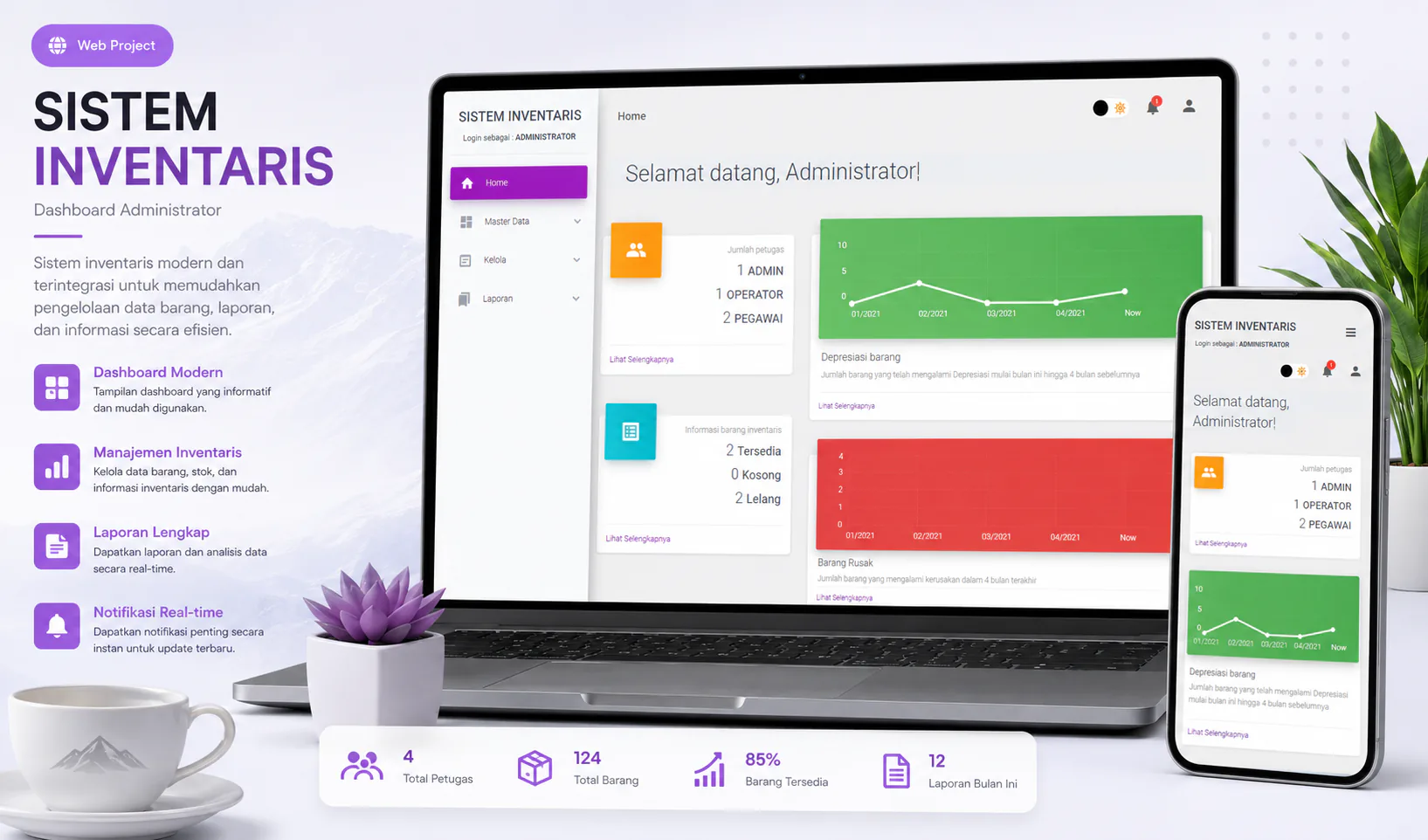 Screenshot Sistem Inventaris: Sistem internal untuk merapikan pencatatan barang, pembaruan data, dan pengecekan inventaris dari satu tempat.